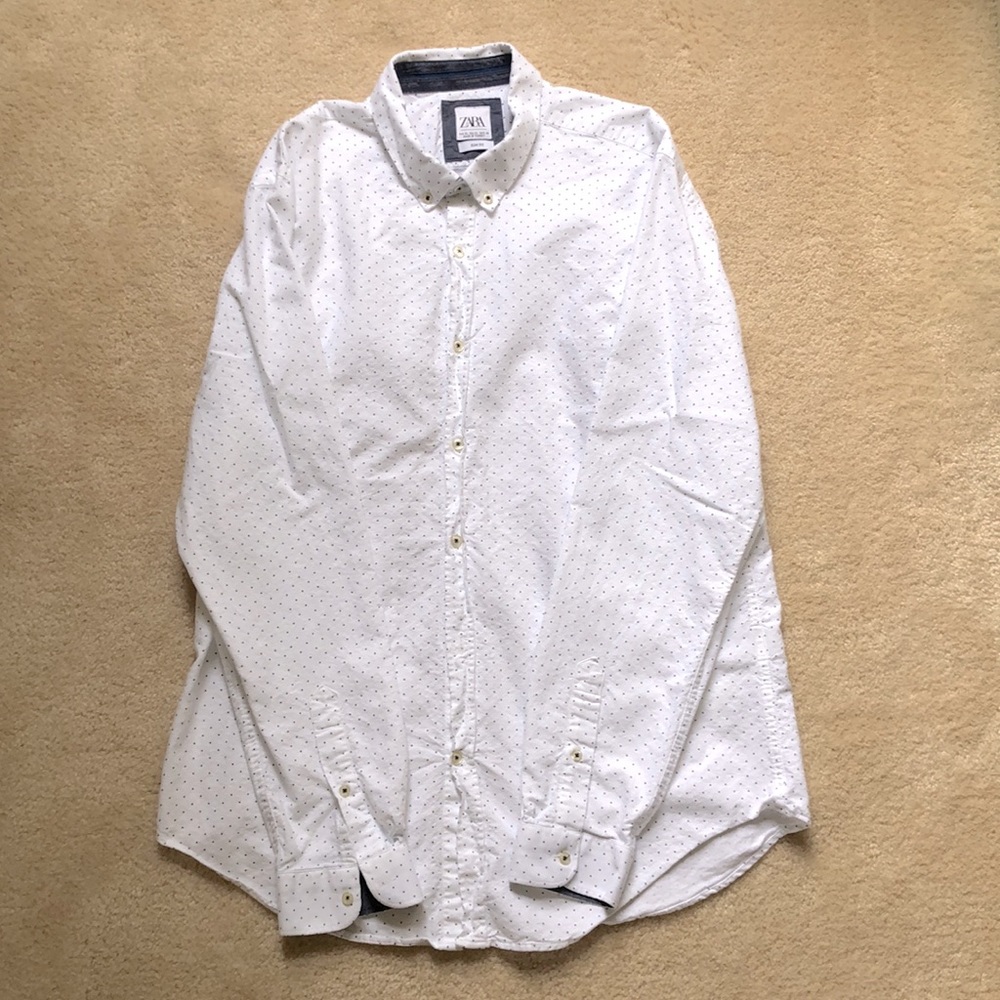 Zara Polka Dot Slim Fit Button Down